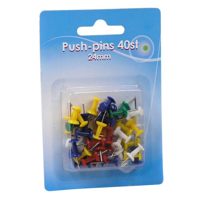 Kartnål Push Pins 24 mm 40-pack